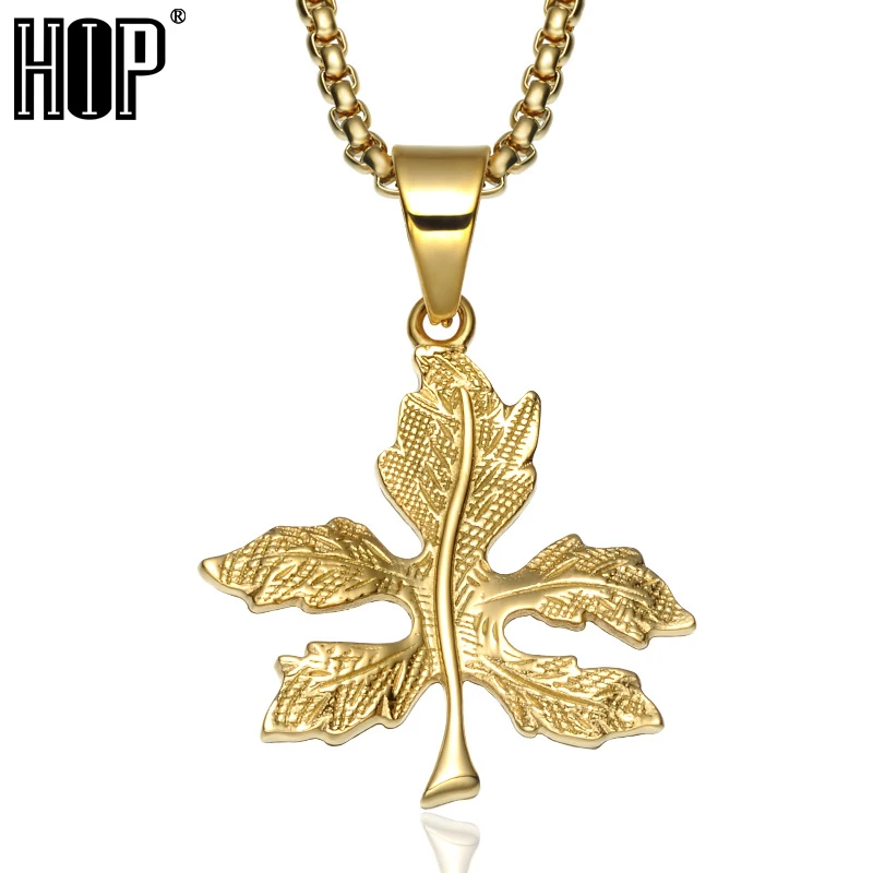 Хип хоп шикарный золотой цвет каннабис подвеска с Кленовым листом ожерелья