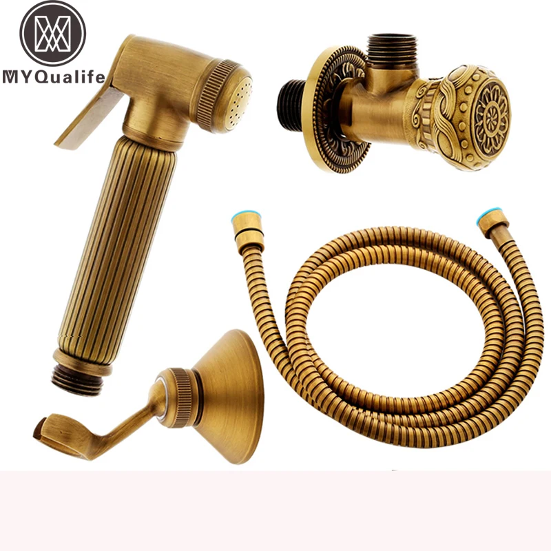 Ручной душ лейка для биде из античной латуни душевая головка медный клапан