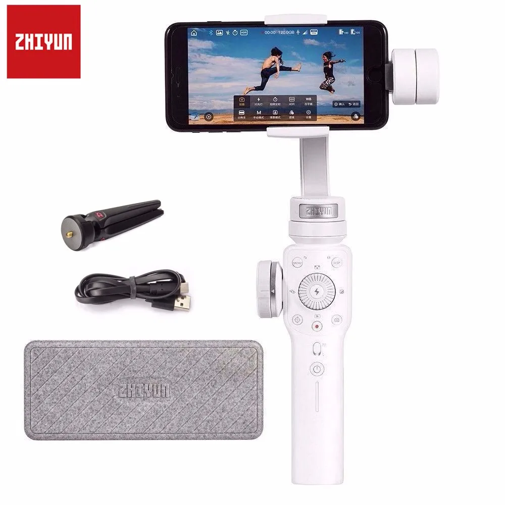 Smooth 4 White Zhiyun Smooth-Q гладкий 4 3-осевой телефон ручной шарнирный стабилизатор с поворотом на мобильный телефон для iPhone 6, 7, 8, X samsung Galax S8 Plus смартфон - Цвет: Smooth 4 White