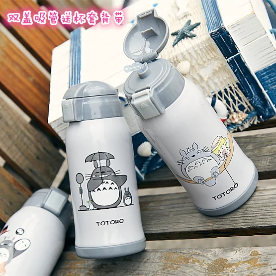 Симпатичный детский соломенный термос Totoro симпатичная бутылочка из нержавеющей