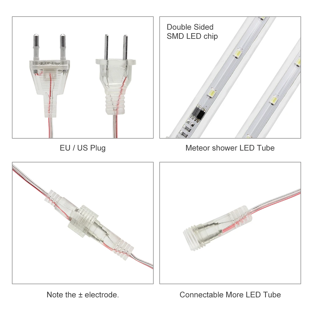 8 светодиодный трубки метеоритный дождь гирлянды светодиодные огни 220V 110V сад