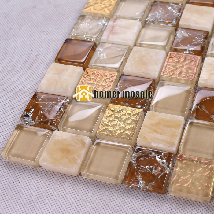 

Symphony mixed brown glass mosaic mixed stone tiles for bathroom shower tiles kitchen backsplash wall tiles HMEE010