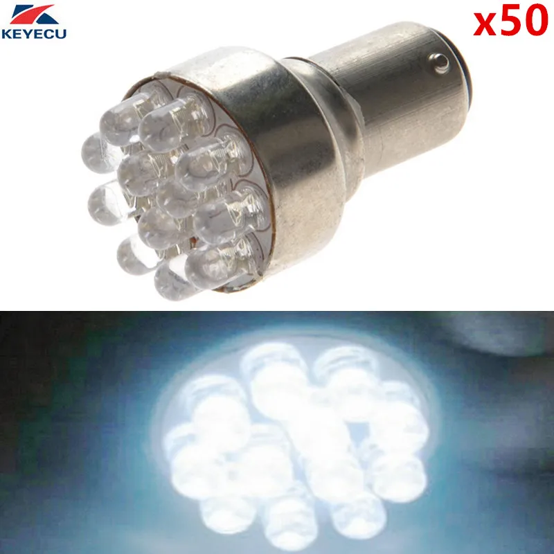 

KEYECU 50PCS 1156 1157 12LED S25 Car Led Bulb for Backup Turn Stop Brake Tail Light - White 12V