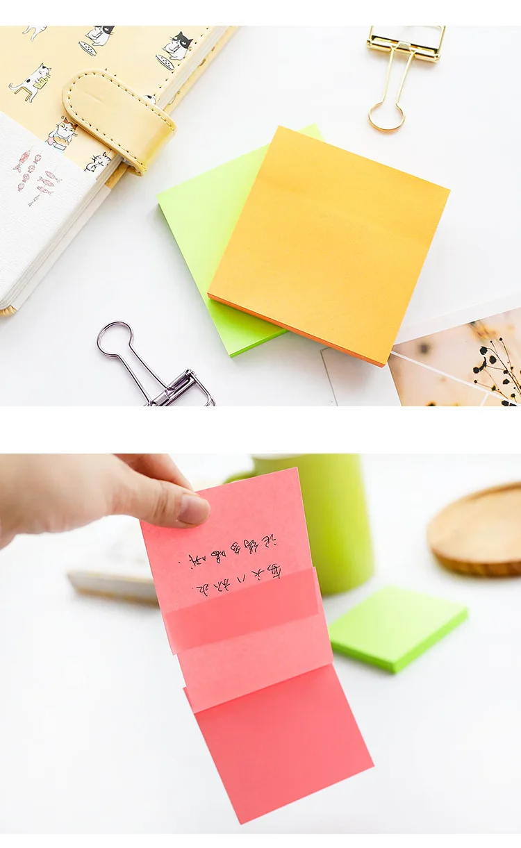 Канцелярские флуоресцентные N раз можно порвать Post-it Примечание студенческие заметки наклейки 100 блокнот
