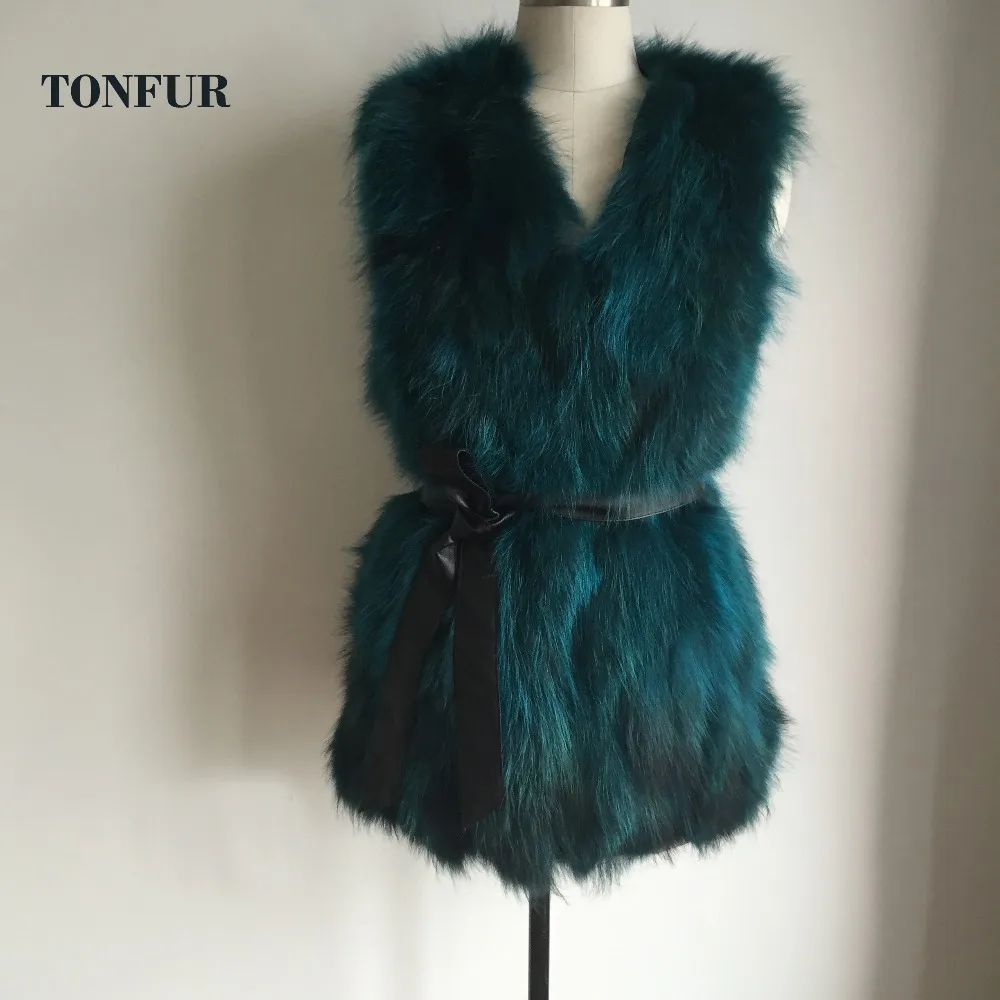 Женский жилет из натурального меха енота большой 100% Лисьего много цветов AH634