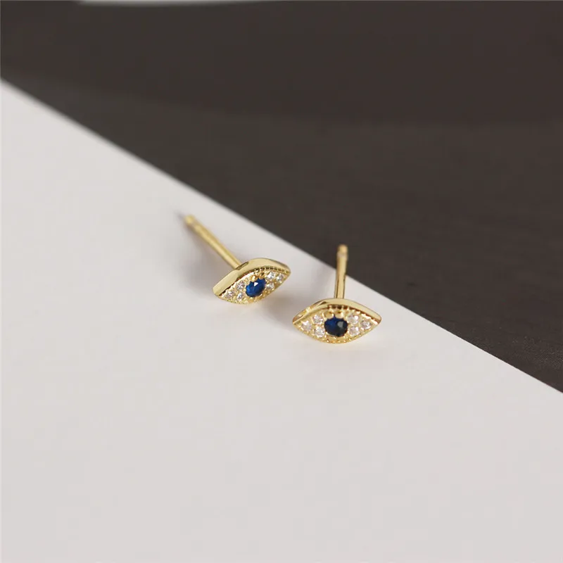 ying Vahine Best Seller 925 Sterling Silver Mini Zircon Blue Eyes Evil Eyes Small Stud Earrings for Women