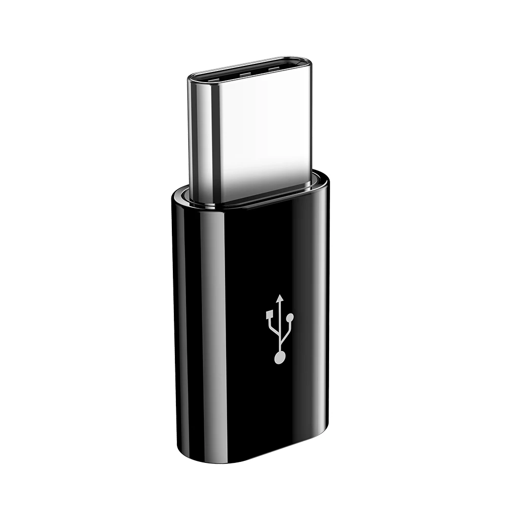 KISSCASE type c Мужской к micro usb Женский typec c к micro адаптер для samsung S10/S9 для Xiaomi huawei Синхронизация данных мини портативный - Цвет: Черный