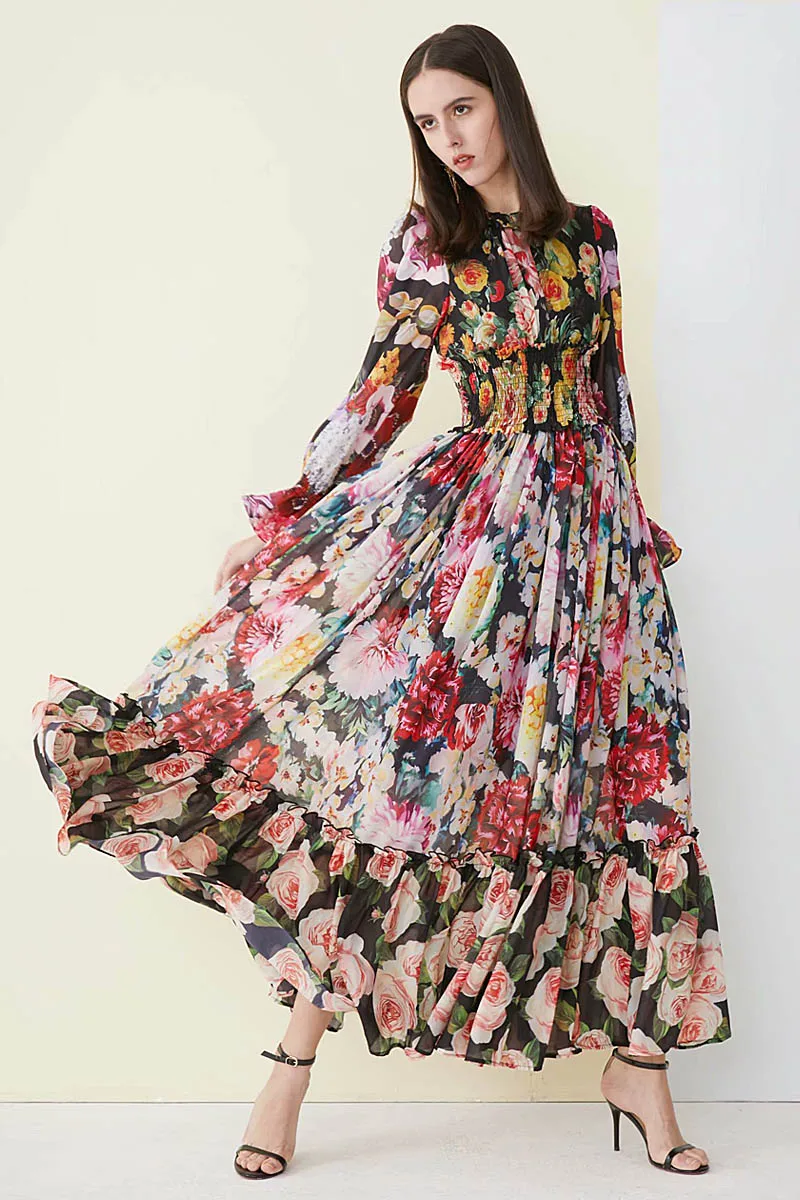 Длинное платье макси размера плюс высокого качества Новая женская мода Вечерние