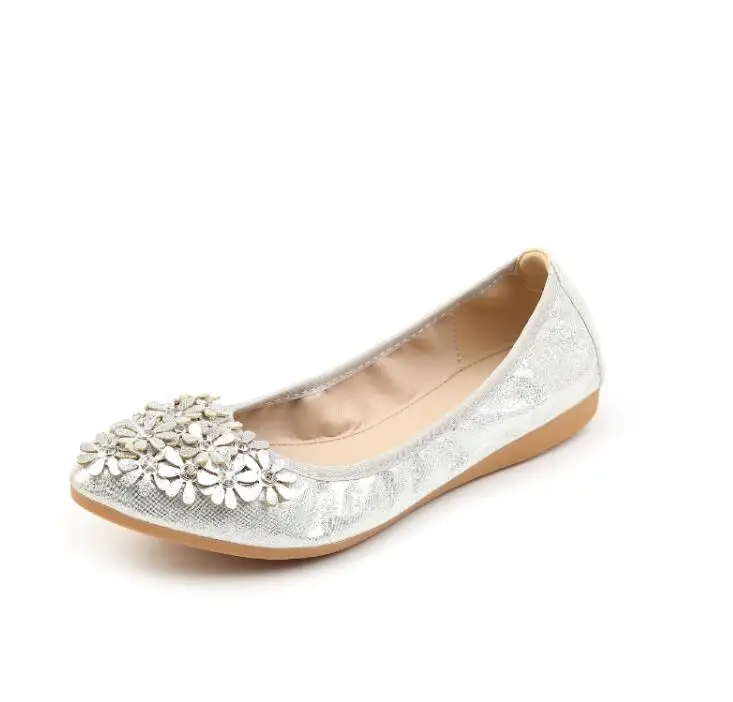 Новый 2019 хит продаж с украшением в виде кристаллов на плоской подошве Балетки