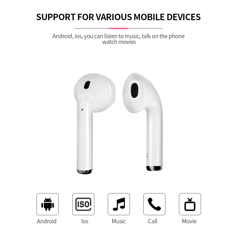 TWS I12 беспроводные Bluetooth наушники-вкладыши гарнитура микрофон наушники для iPhone