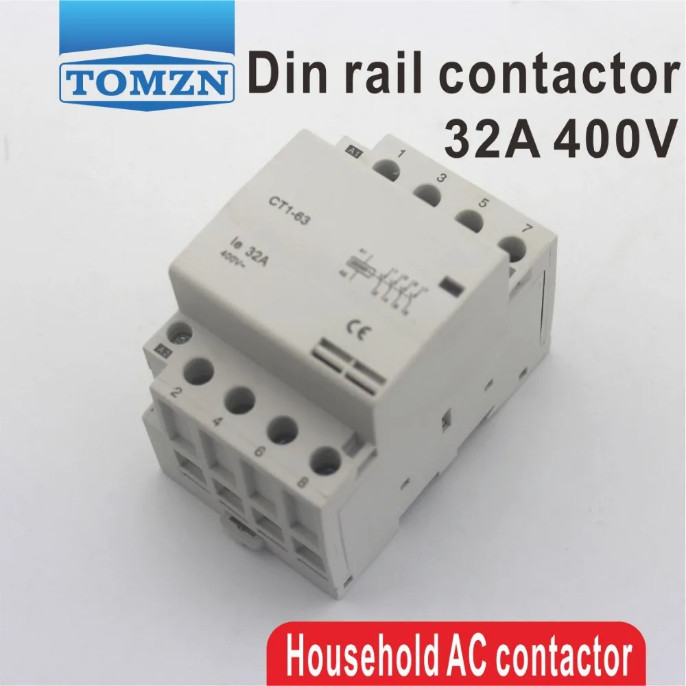 

CT1 4P 32A 220V 400V~ 50/60HZ Din rail Household ac Modular contactor 4NO