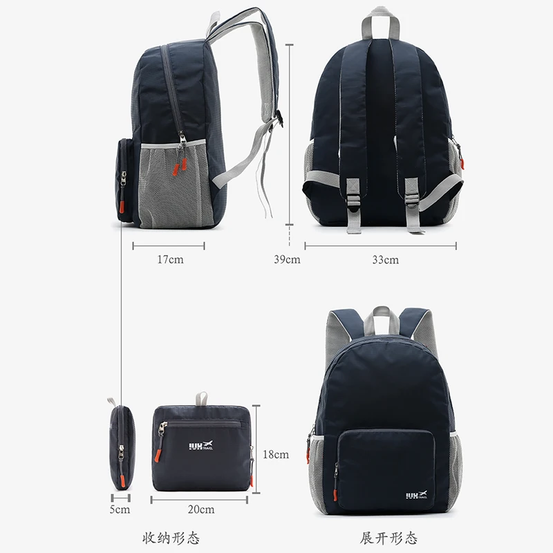 Новое поступление 2019 легкий складной рюкзак из полиэфира с отверстием для