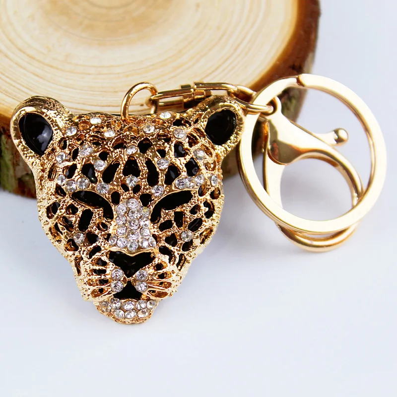 Модные украшения изысканный кристалл Leopard panther глава Брелки держатель мешка