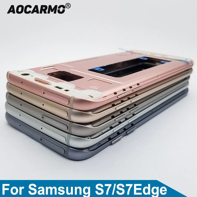 Сменный корпус Aocarmo со средней рамкой с разъемом для SIM-карты кнопки Samsung Galaxy S7 G930