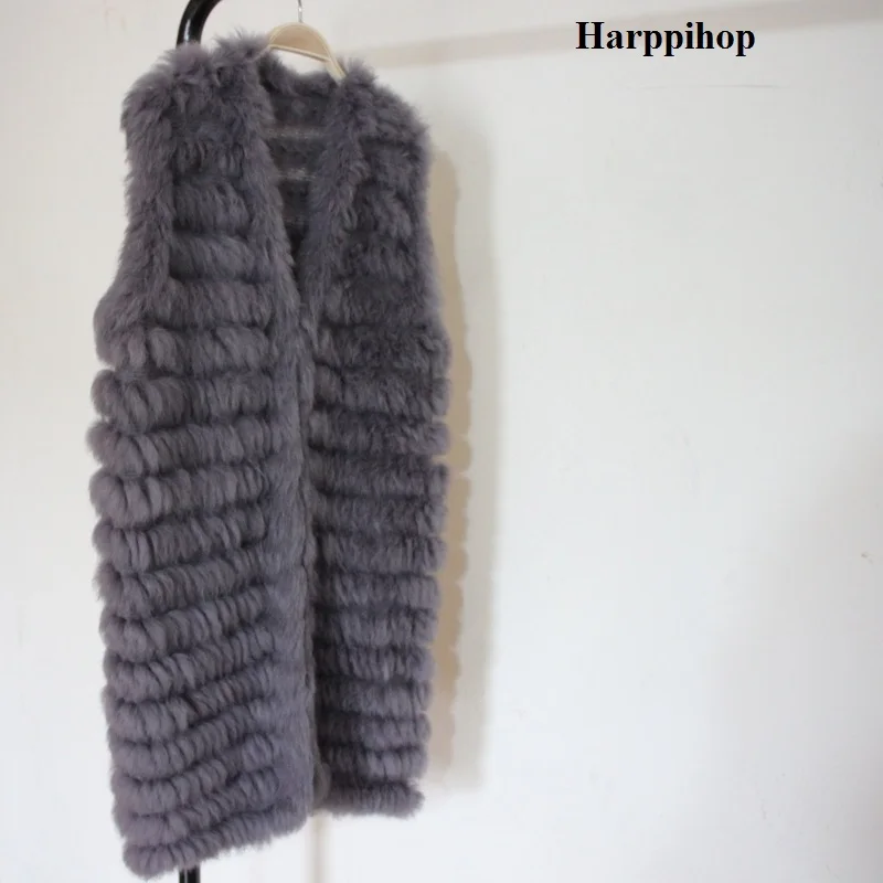 2020 natural rabbit fur knitted vests  new six color good quality lady Rex fur jackets underwaist sleeveless fur vest enlarge