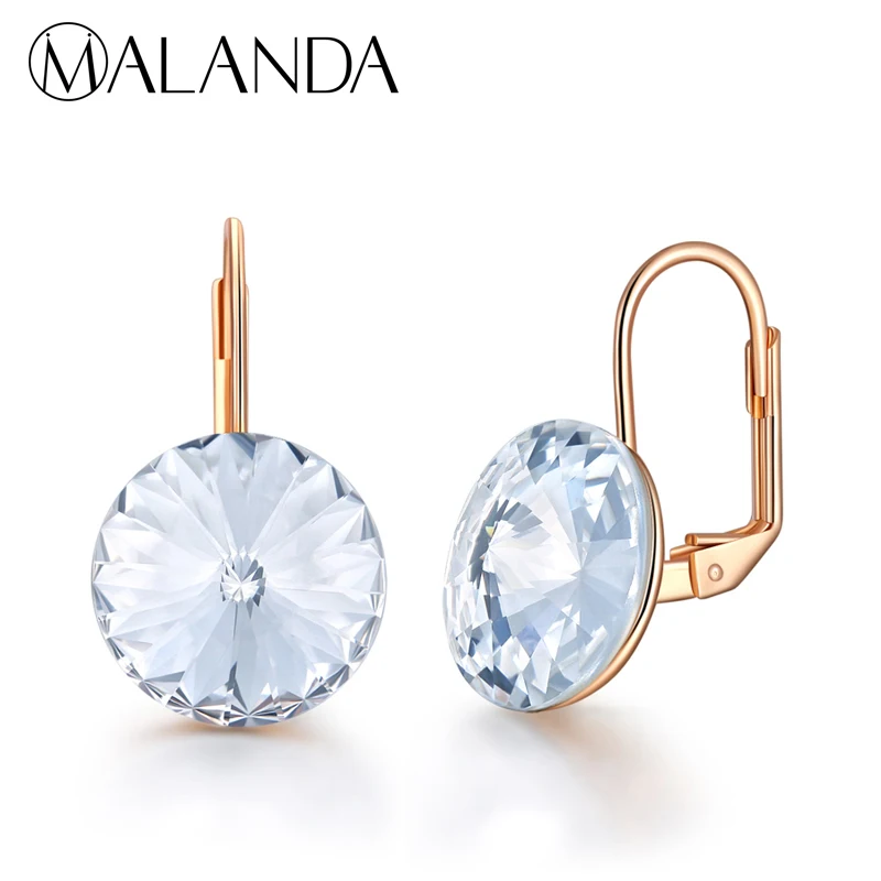 MALANDA брендовые круглые серьги гвоздики Bella для женщин с кристаллами Swarovski новые