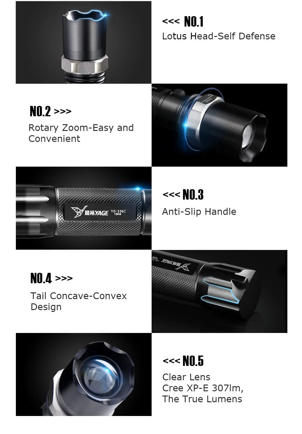 YAGE CREE LED Фонарик Поворотный Фокусировки Cree Портативный Факел Масштабируемые Аккумуляторная Фонарь Linternas Китае после отгрузки нет слежения