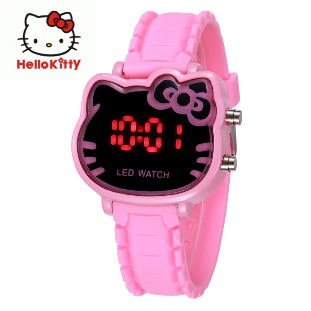 Led дисплей hello kitty мультфильм детские часы женские силиконовые Милые часы девушки дети дамы наручные часы Montre Enfant