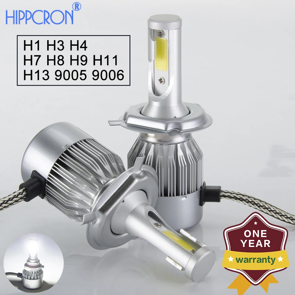 Hippcron H7 H4 автомобильная светодиодная лампа для фары H1 H3 H8 H9 H11 H13 9005 9006 Лампа Авто 6500K