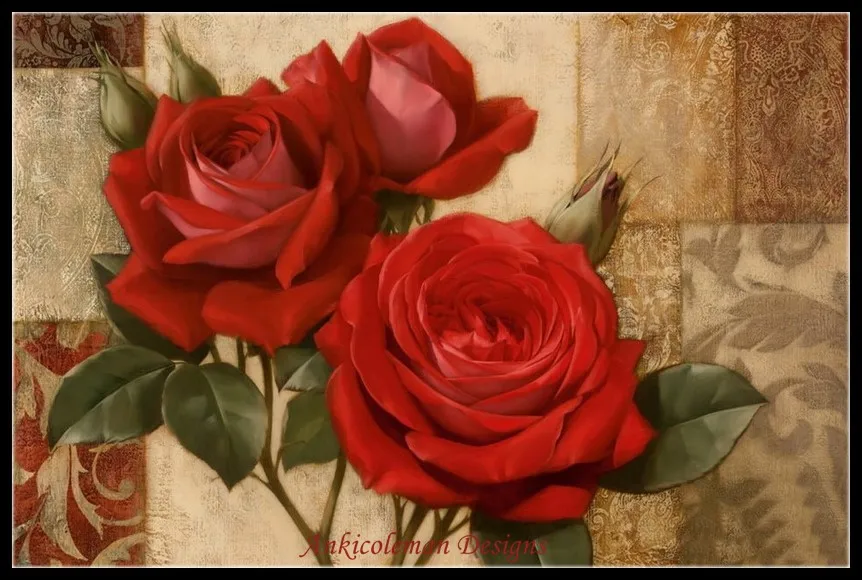 

Needlework for embroidery Crossing stitch DIY DMC High Quality - Counted Cross Stitch Kits 14 ct Oil painting - Red Roses II
