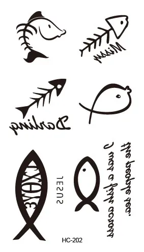 10 шт. 1 набор бабочка кошка рыба черная Временная наклейка татуировки для женщин