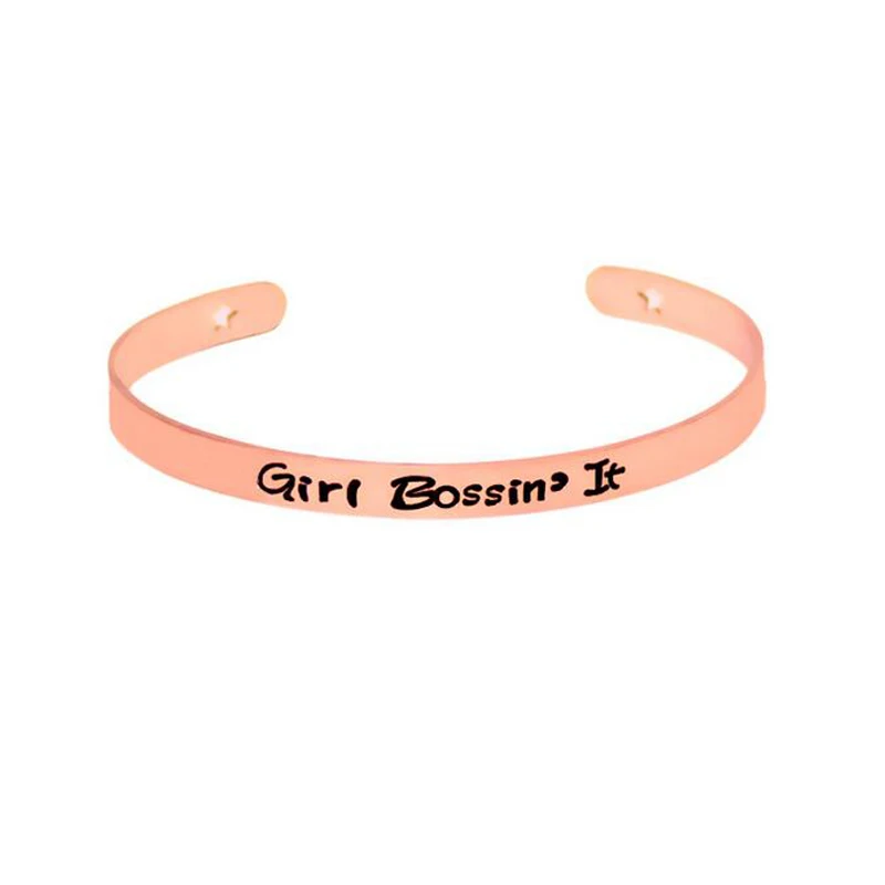 

Girl Bossin' It Women Bracelet Simple Europe Style Mantra Bracelets For Women Bangles Jewelry Gifts Free Shipping