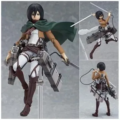 Атака на Титанов Косплей Shingeki No Kyojin куртка ветровка с поясом костюм куртка пальто любой размер высокое качество Eren Live - Цвет: Mikasa model 15cm