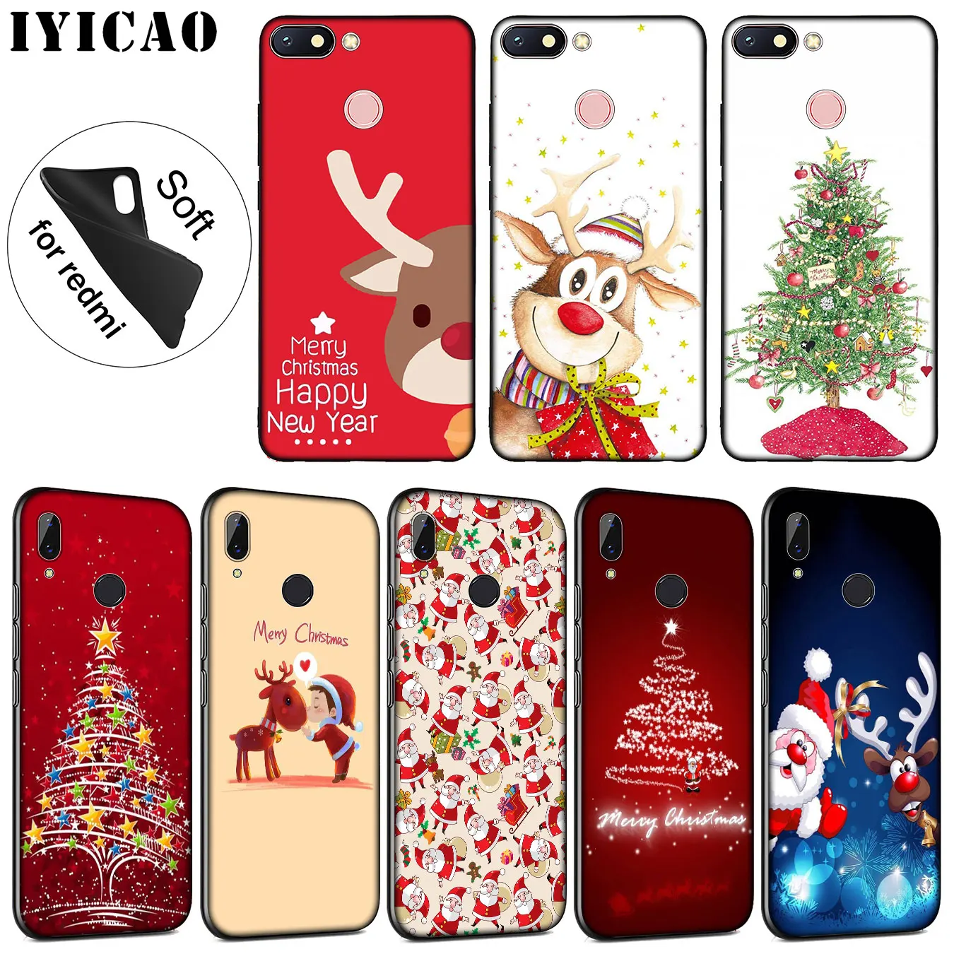 IYICAO New Year Christmas Soft Silicone Phone Case for Xiaomi Redmi K30 K20 8A 7A 6A 5A S2 GO Note 8 8T 7 5 6 Pro Cover |