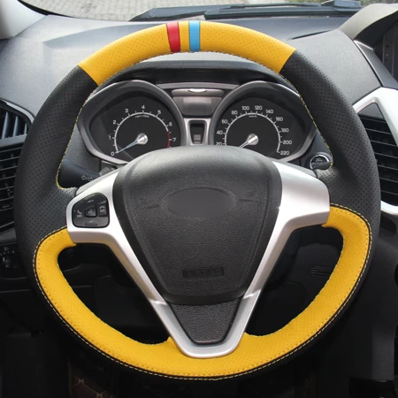 Style3 DIY ручная швейная крышка рулевого колеса автомобиля из замши для Ford Fiesta 2008-2013 Ecosport 2013- оплетка на руле - Название цвета: Style3