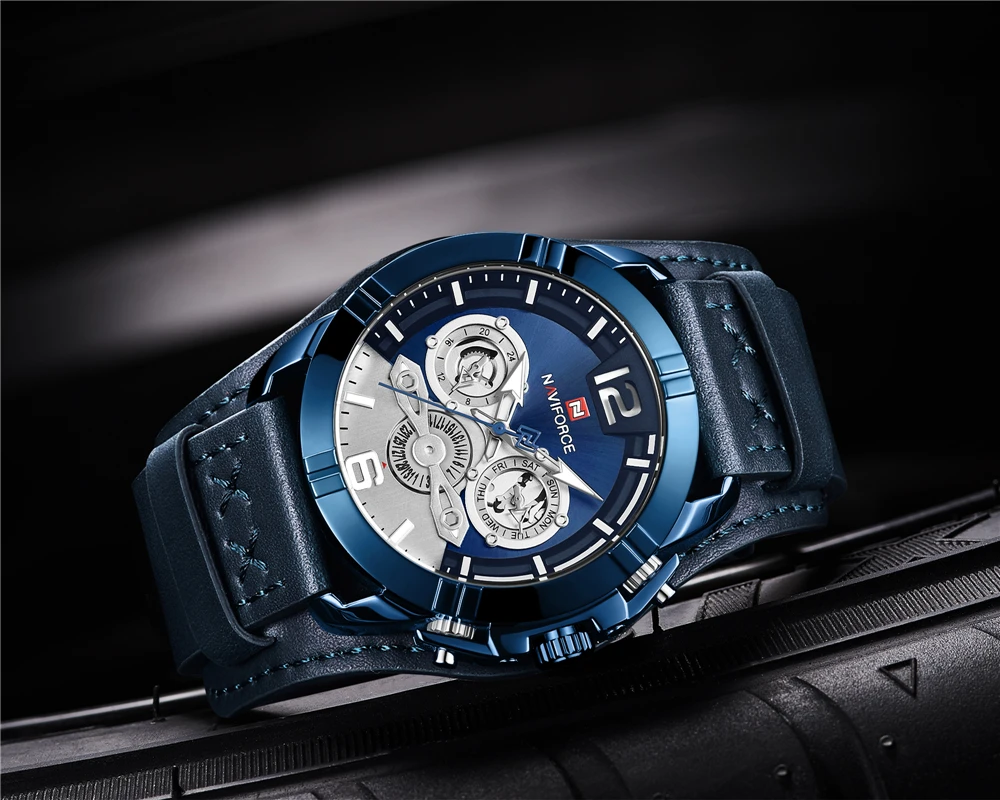 Часы наручные NAVIFORCE Мужские кварцевые брендовые Роскошные повседневные