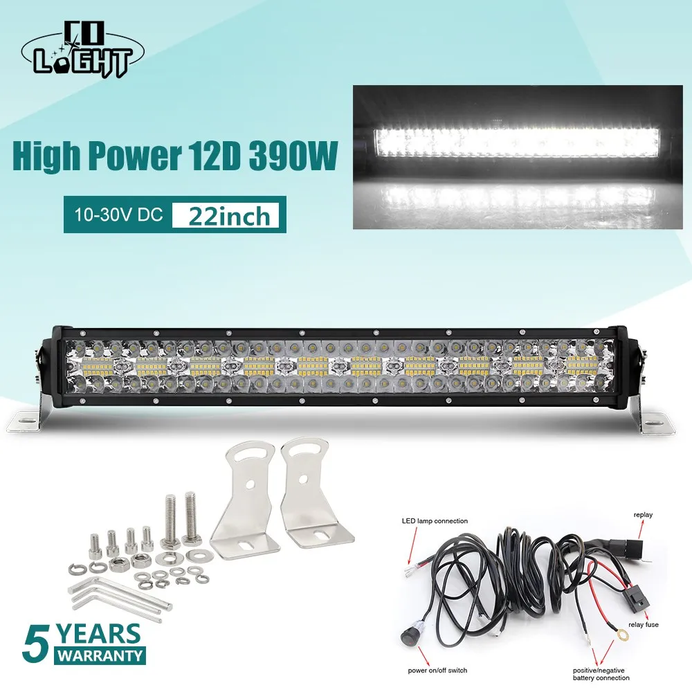 CO LIGHT 3 ряда 390 Вт внедорожный светодиодный свет бар 12D 22 дюймов рабочий Бар Яркий