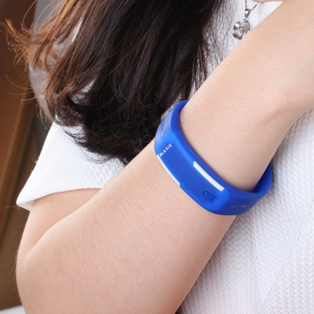 ALEXIS Nice LED дисплей часы Прямоугольный синий корпус для часов силиконовый ремешок