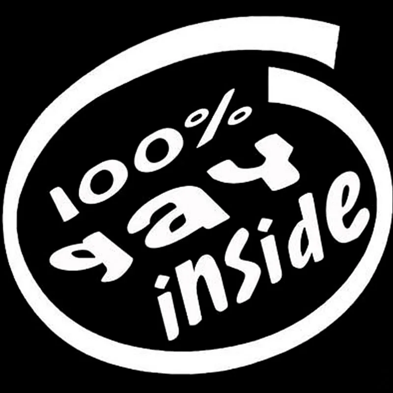 100% x см гей внутренняя Юмористическая Виниловая Наклейка Черная/серебряная