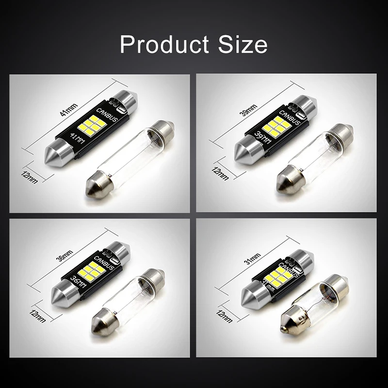 1 шт. 31 мм 36 39 41 светодиодный Canbus Festoon C5W лампочка для автомобиля 12 В 2835 6 SMD Белая