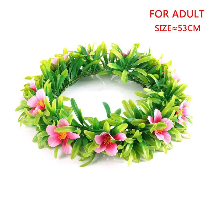 Adult Garland Only Muababy девочки Моана гирлянда дети мультфильм голова аксессуары Детский парик для взрослых ожерелье Цветочный обруч головной убор Моана товары для вечеринки - Цвет: Adult Garland Only