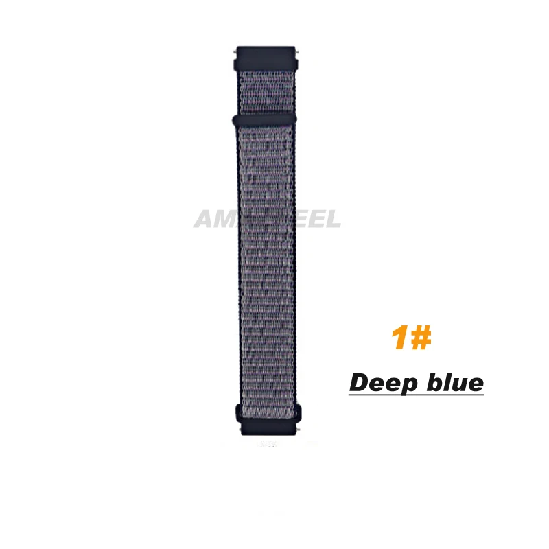 1.midnight blue Спортивный нейлоновый ремешок для Amazfit ремешок Bip браслет для huawei Watch GT Honor Magic для Huami Amazfit Pace Stratos 2 GTS GTR 47 мм - Цвет: 1.midnight blue