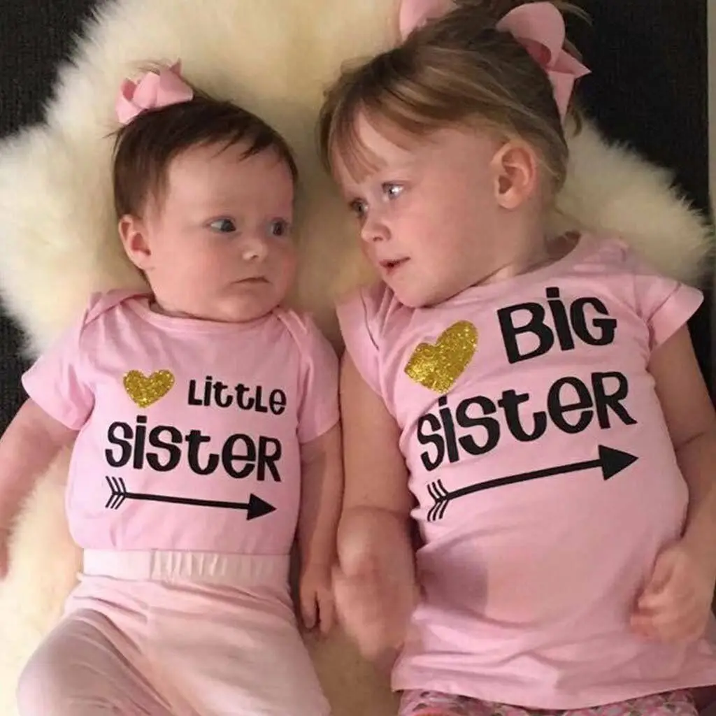 Одинаковая одежда для всей семьи с надписью Love футболка Big Sister комбинезон