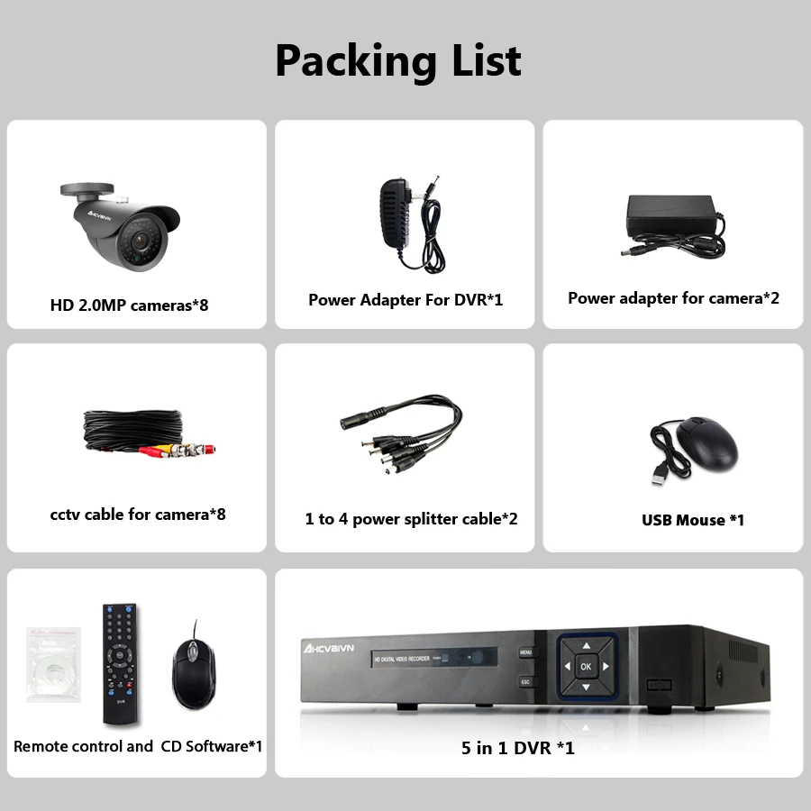 1080P HDMI CCTV 8CH AHD DVR 2 0 мегапикселей Улучшенная ИК Камера Безопасности 3000TVL купольная