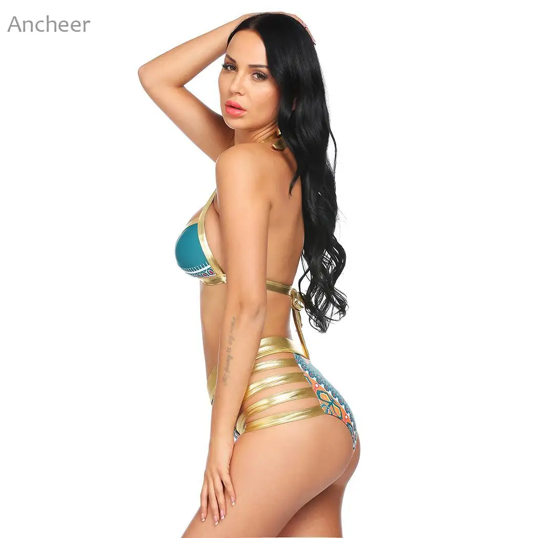 Винтажный стиль купальники большого размера s женский Холтер с высокой талией