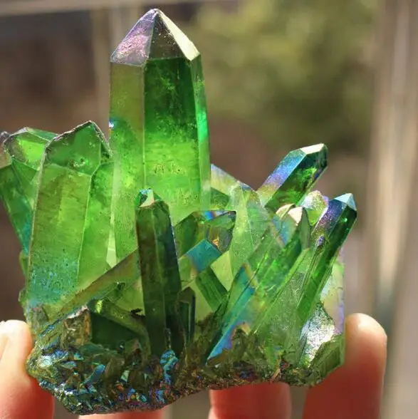 PRETTY Aura Quartz Crystal Bismuth Titanium Silicon скопления образцов | Дом и сад