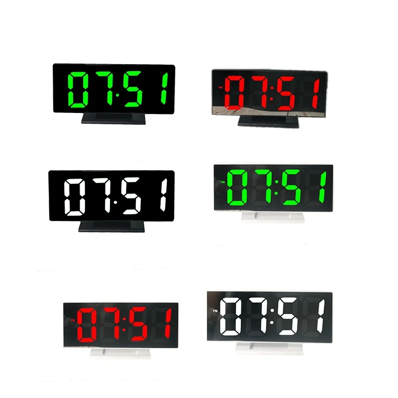 USB цифровые часы будильник светодиодные зеркальные многофункциональные повтор