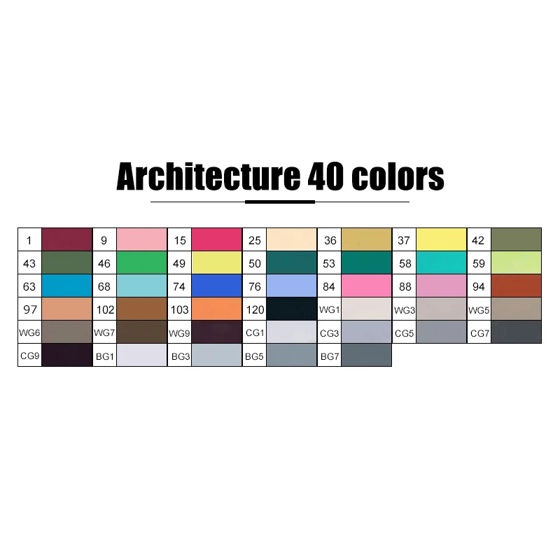 40 Architecture set TOUCHNEW 30/40/80/168 художественные маркеры на спиртовой основе, двойной наконечник для рисования манги, аниме, скетчей, дизайна - Цвет: 40 Architecture set