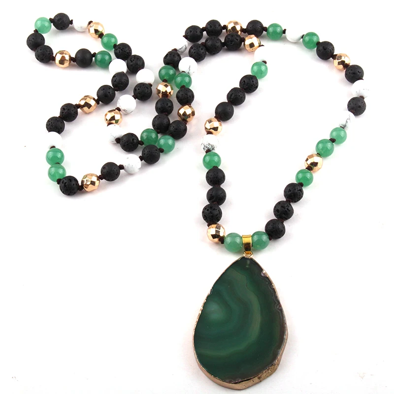 Fashion Bohemian Jewelry Mixed Color Knotted Stone Pendant Necklaces For Women Ethnic Necklace | Украшения и аксессуары