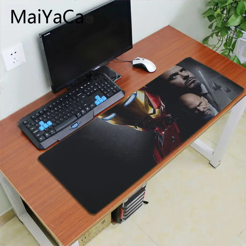 Lock Edge 30X70cm Maiyaca железные человеческие Мстители hero анти-скольжение прочный резиновая клавиатура Аниме Коврик для мыши 700x300 мм геймер большой Офисный Компьютерный стол коврик - Цвет: Lock Edge 30X70cm