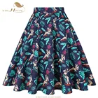 Женская хлопковая юбка SISHION VD0020, Новая Винтажная юбка с высокой талией и принтом листьев гавайской красавицы в стиле ретро, 2021