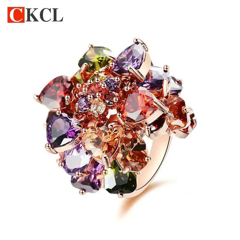 Женское кольцо на палец с фианитом розовое золото разные цвета|finger ring|rings for womenring |