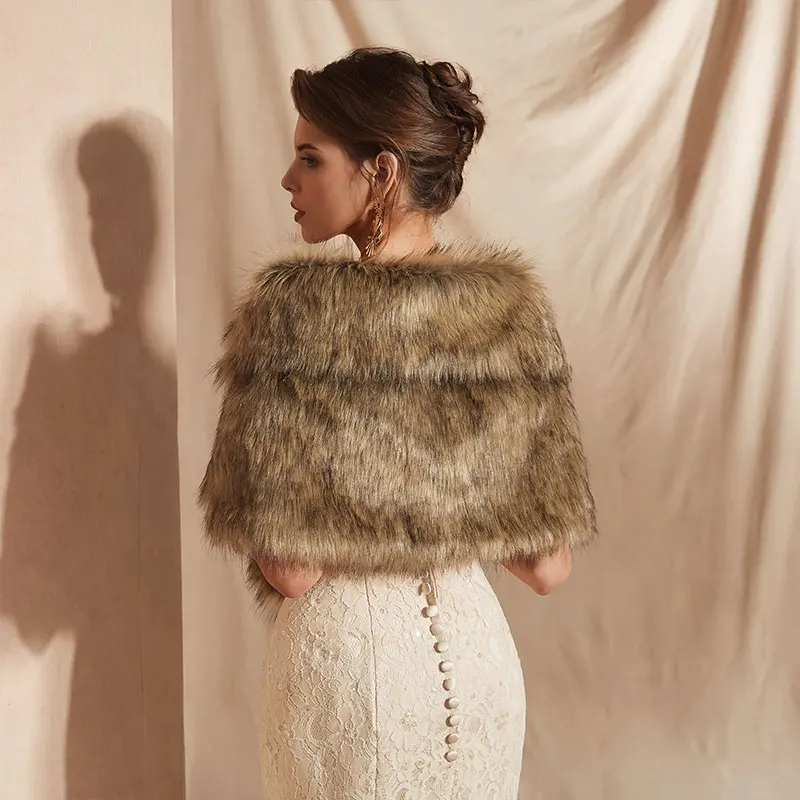 Свадебная накидка Болеро для невесты белая искусственная Женская Длинная с