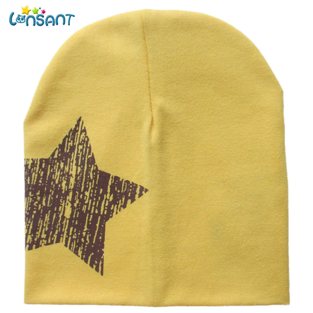 LONSANT New Hot Baby Girl Autumn Newborn Print Star Beanie For Boys Girls Cotton Knit Hat Children Winter Hats | Детская одежда и