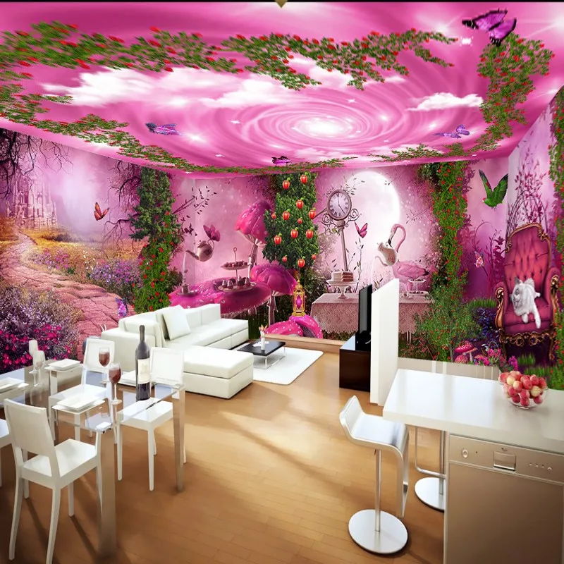 Фото обои на заказ красивый розовый лес тайна фон тема ресторан спальня отель