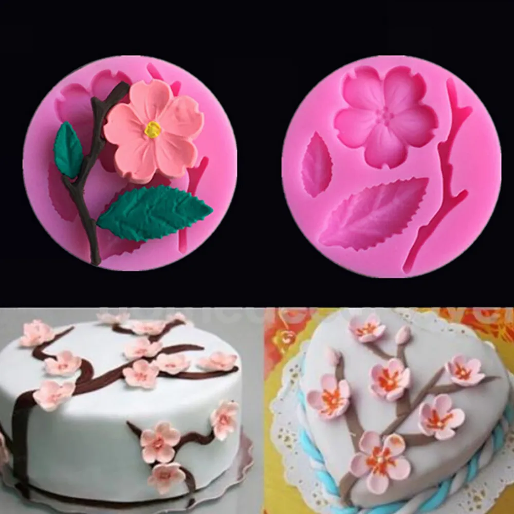 

Peach Flower Silicone Mold Fondant Cake Decorating Tools Cupcake Pressing Mould Confeitaria Sugar Christmas Baking Tools